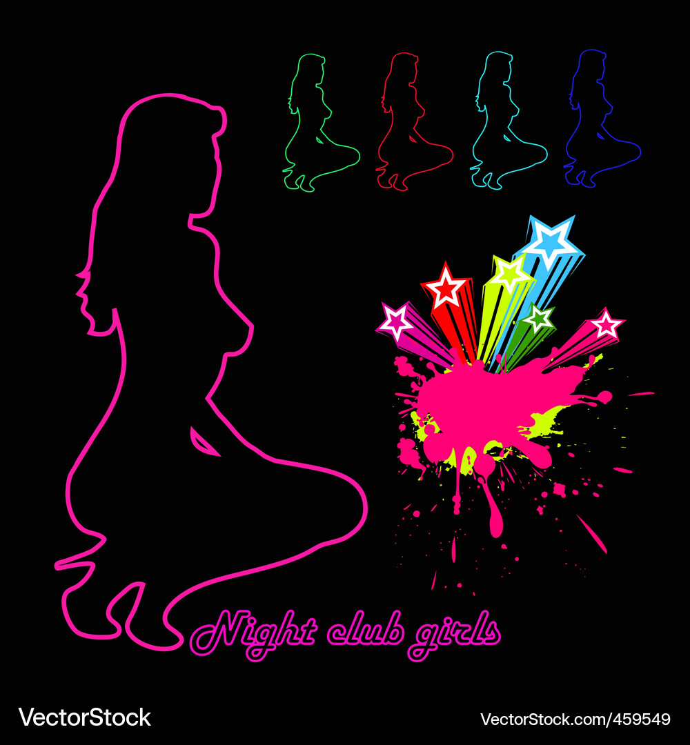 Night Club Silhouettes - Girls Vector Image