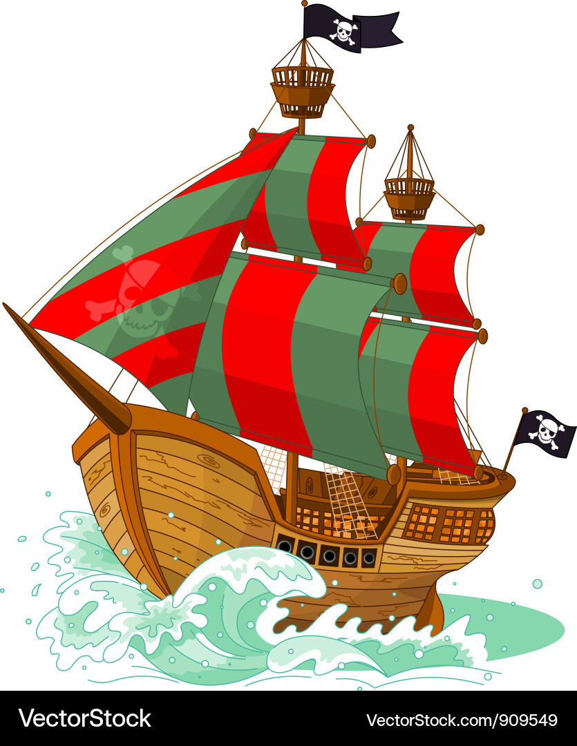 Pirate Ship on White Background vector image
