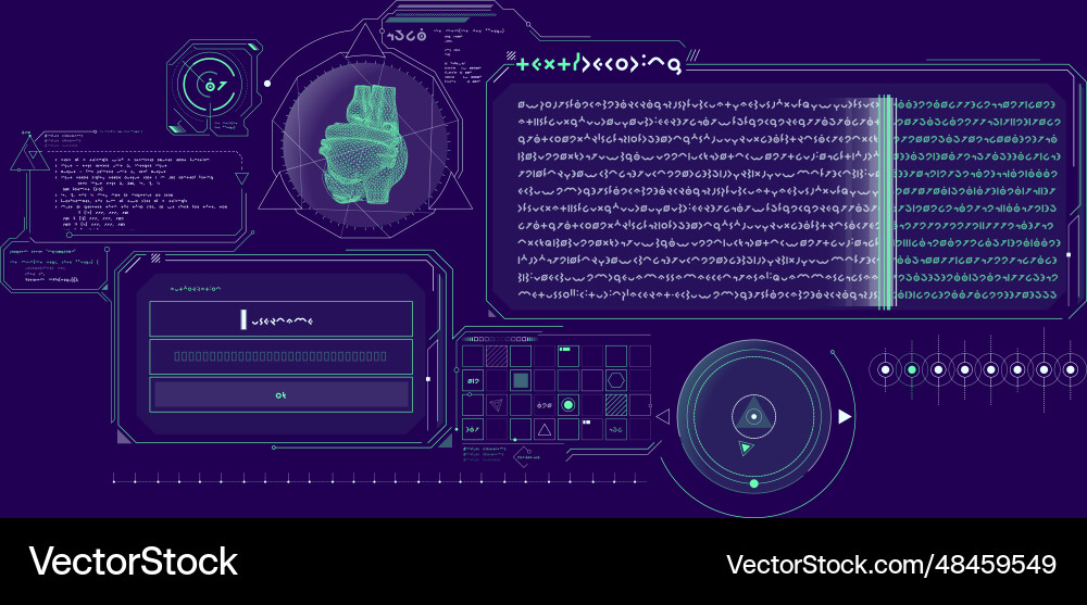 Sci-fi hud interface for data research vector image