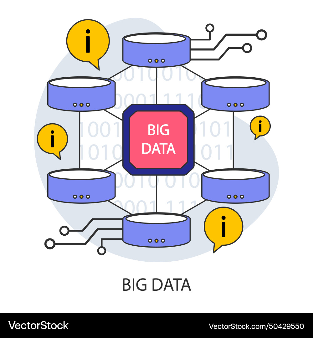 Big data intricate network of processing Big data intricate network of processing vector image