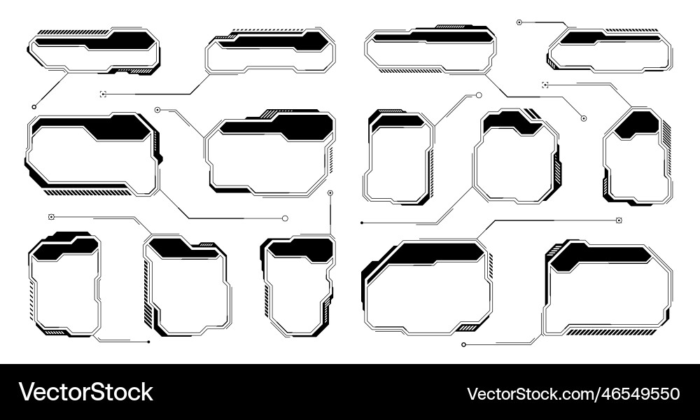 Black futuristic hud or ui elements sci-fi user Black futuristic hud or ui elements sci-fi user vector image