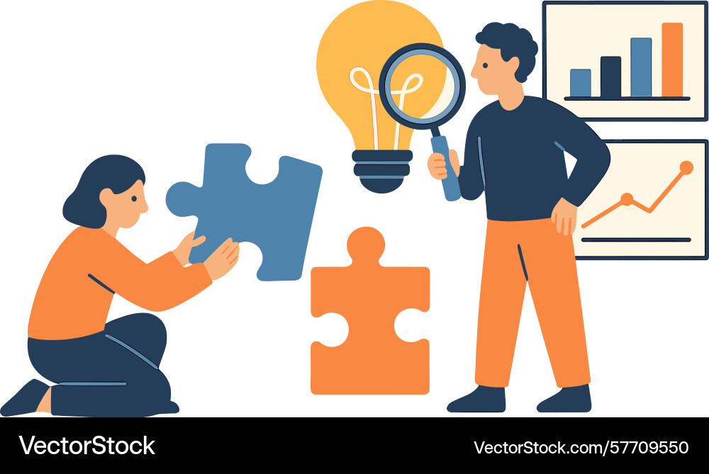 Business team brainstorming and solving problems Business team brainstorming and solving problems vector image