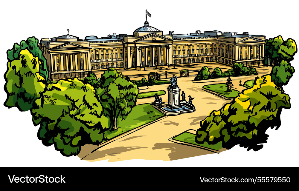 Comic Handgezeichnet von Buckingham Palast Comic Handgezeichnet von Buckingham Palast vektorbild