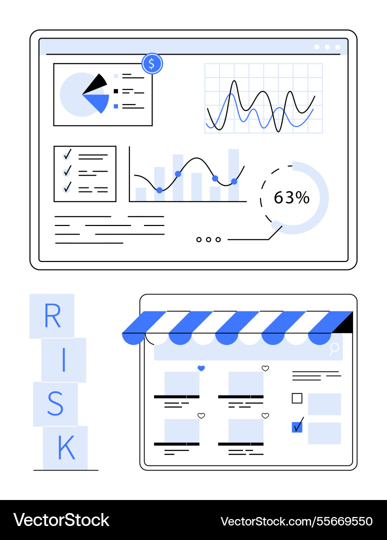 Financial data analytics with graphs metrics Financial data analytics with graphs metrics vector image