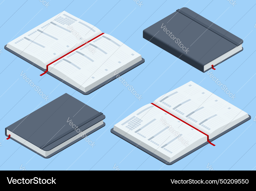 Isometric daily diary or business schedule list vector image