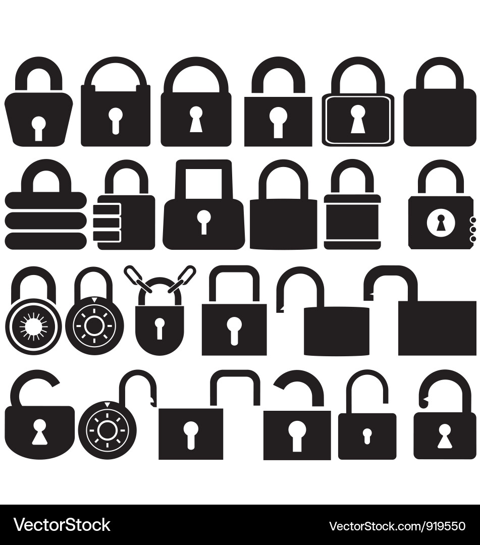 Lock and Padlock Icons Set Royalty Free Vector Image