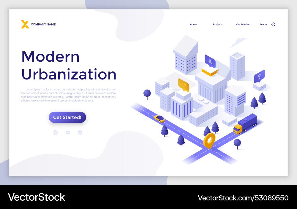 Modern isometric landing page template Modern isometric landing page template vector image