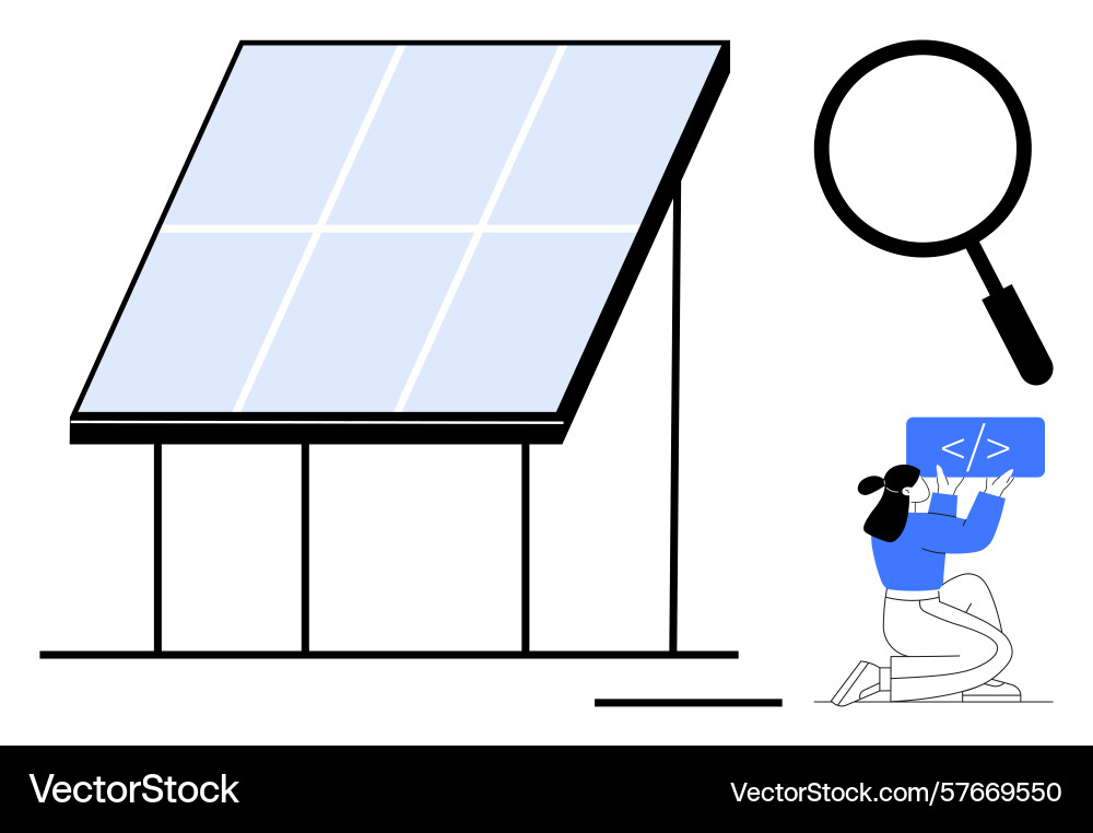 Renewable energy panel with coding concept Renewable energy panel with coding concept Vector Image