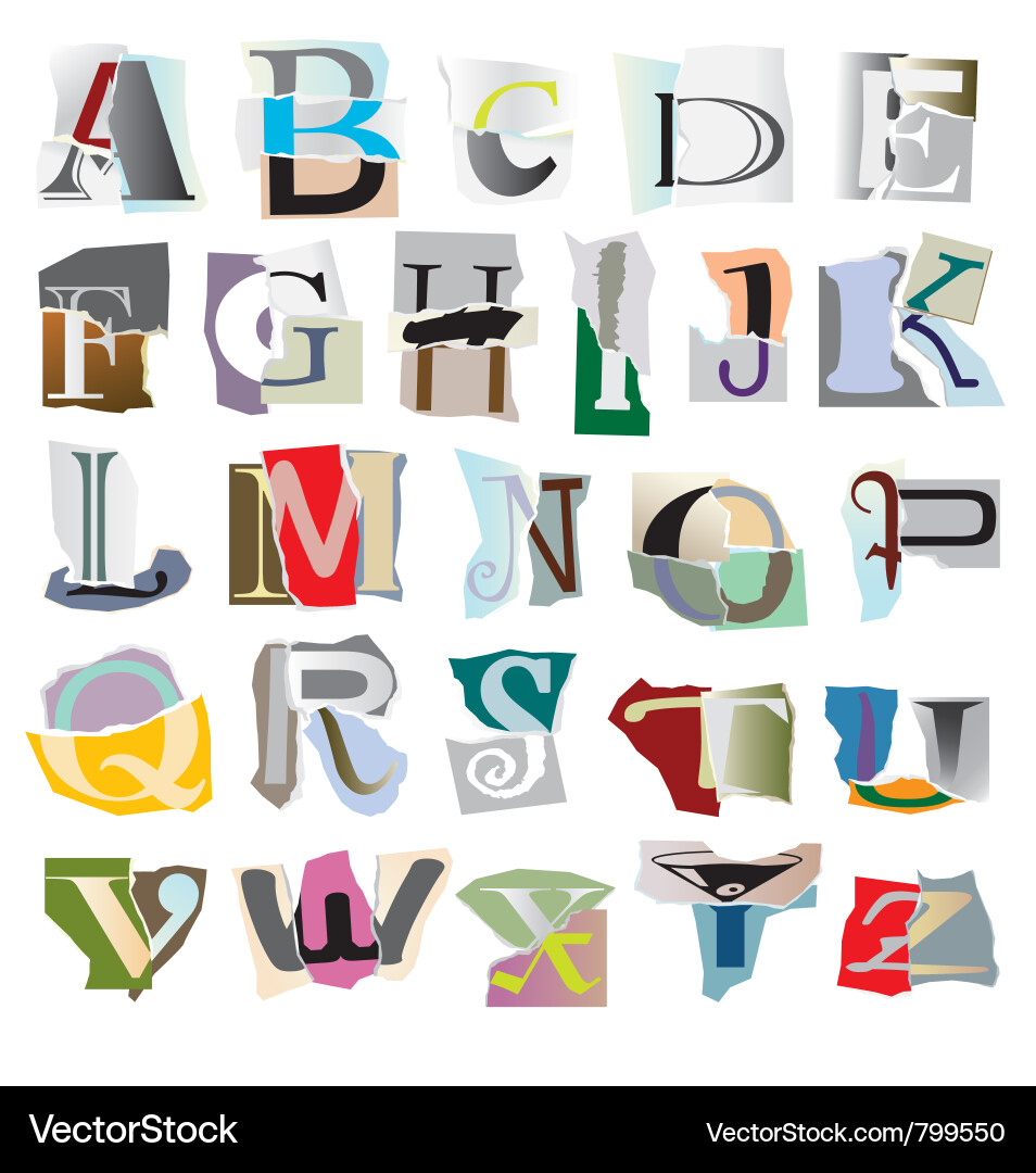 Ripped Paper Letter Collage vector image