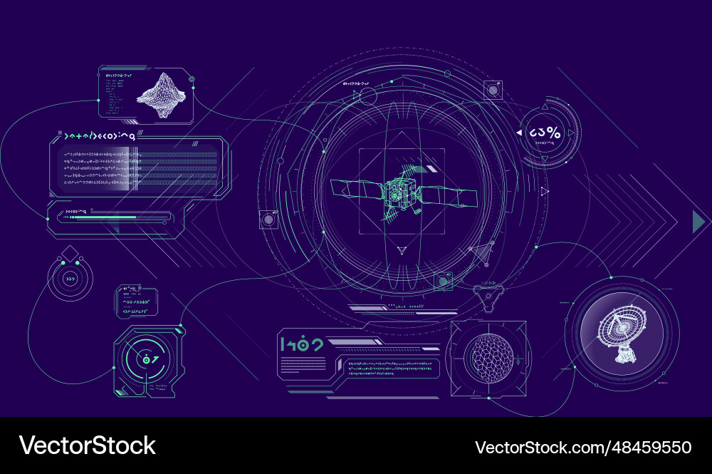 Sci-fi hud interface for data research vector image