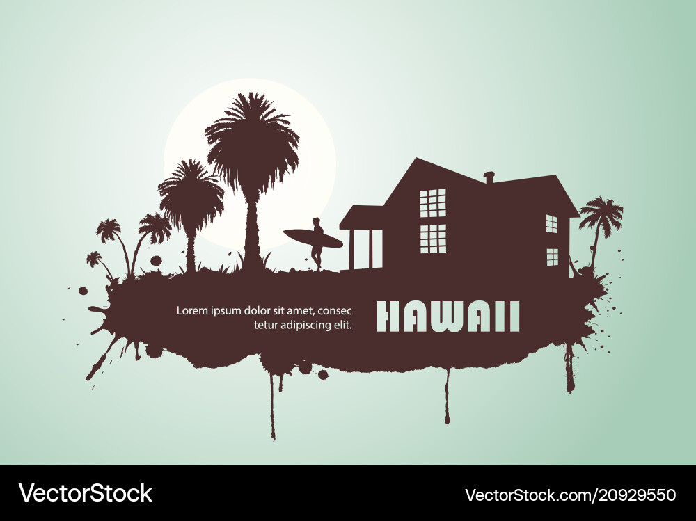 Surfer with palm trees Surfer with palm trees vector image