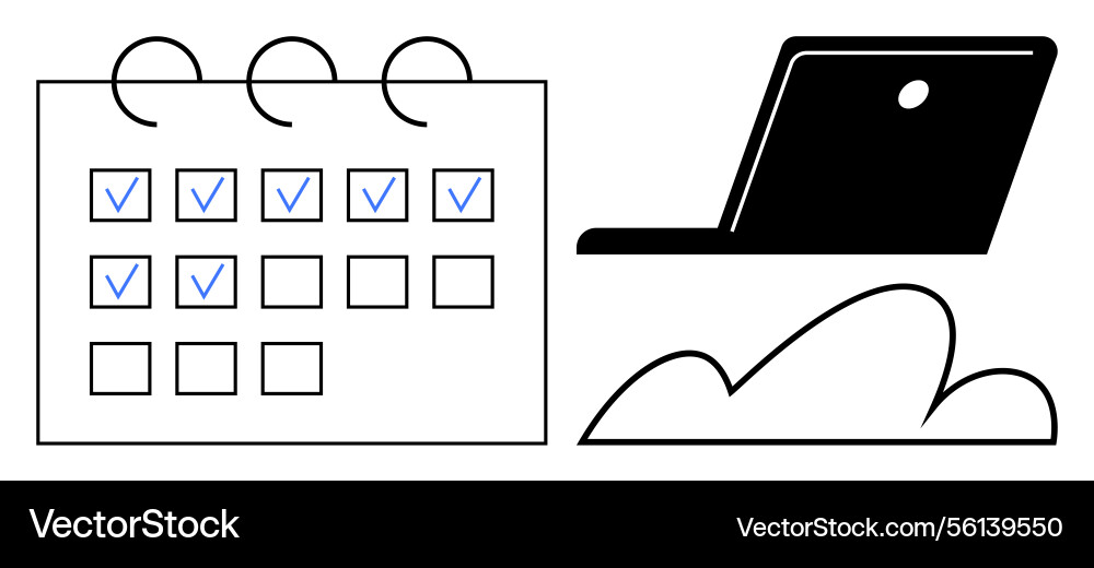 Task planning calendar with checkmarks and cloud Task planning calendar with checkmarks and cloud vector image