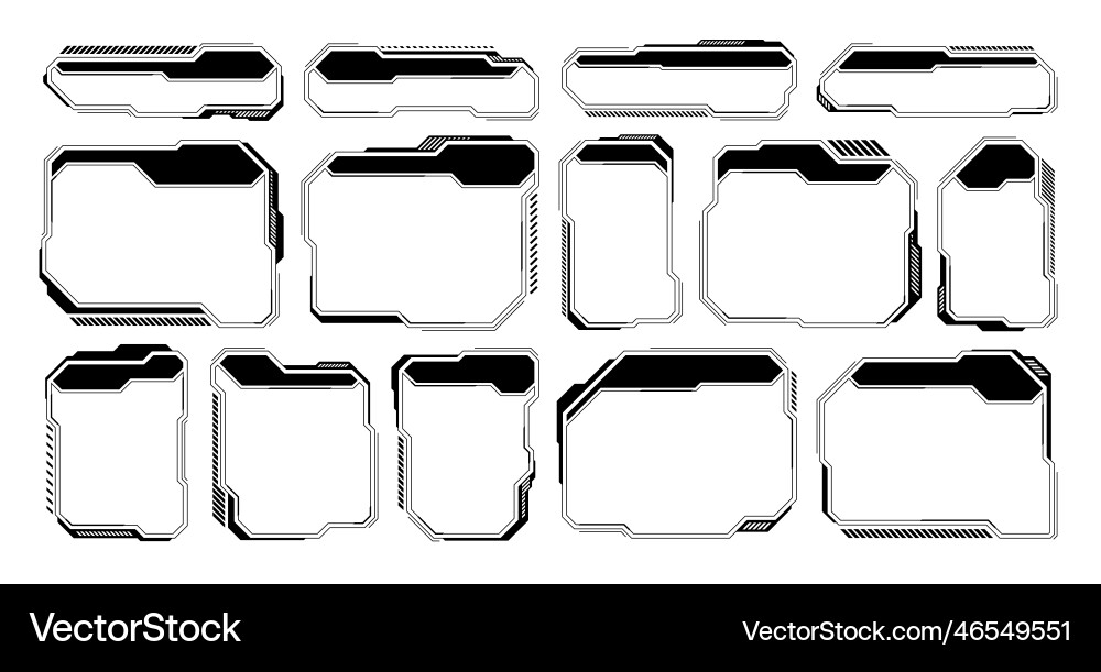Black futuristic hud or ui elements sci-fi user Black futuristic hud or ui elements sci-fi user vector image