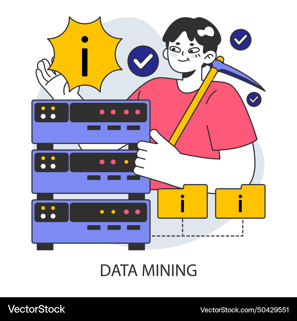 Data mining an expert analyzing servers vector image