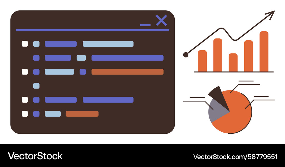 Datenanalyse Dashboard mit Diagrammen Vektorbild
