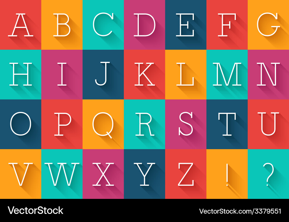 Flat font with shadow effect vector image