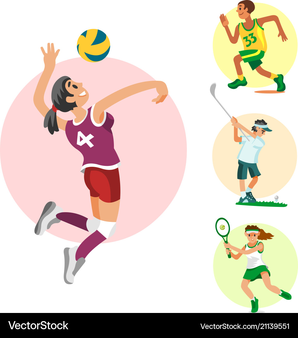 Health sport and wellness flat people characters Health sport and wellness flat people characters vector image