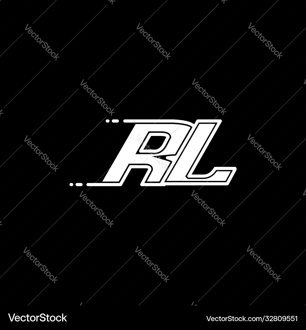 Initial rl logo design with shape style vector image