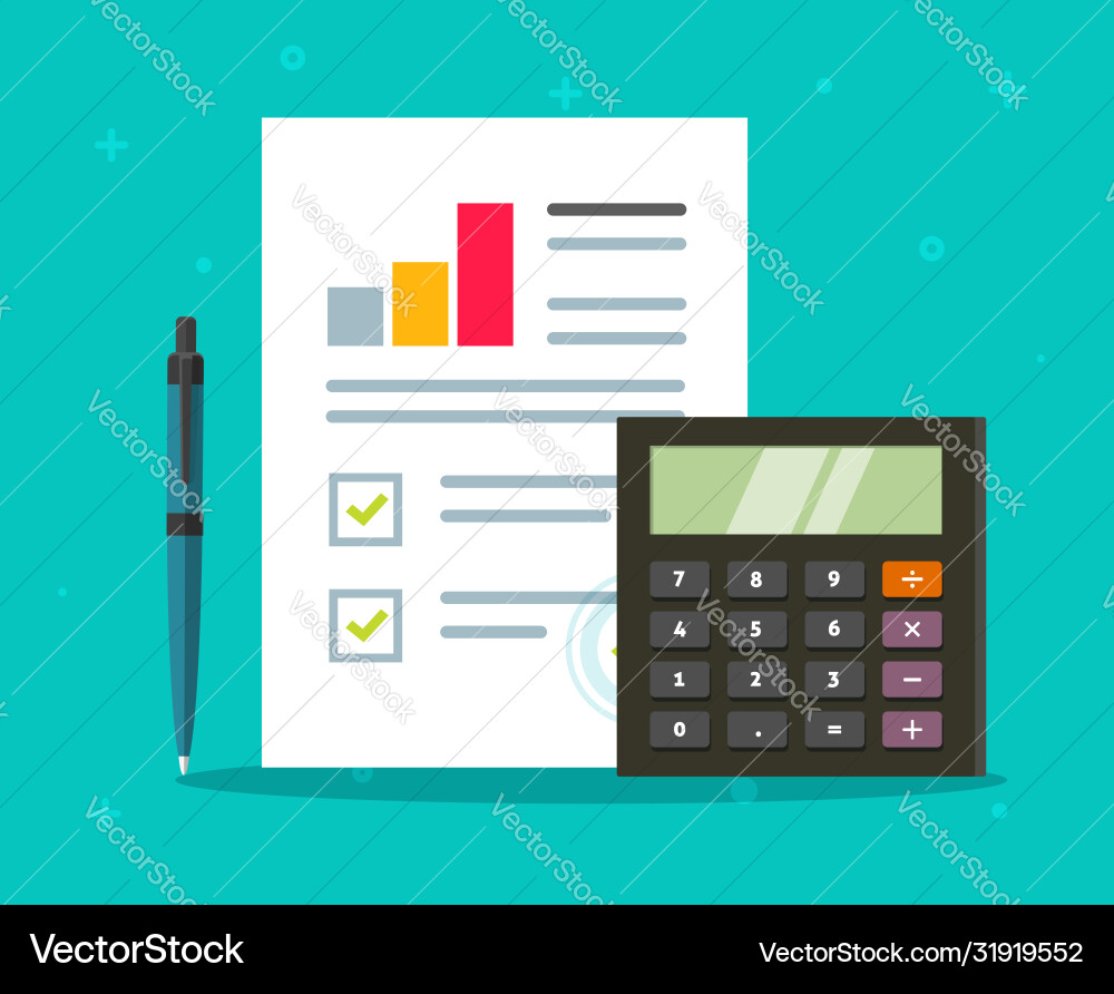 Accounting audit paper report with sales stats Accounting audit paper report with sales stats vector image