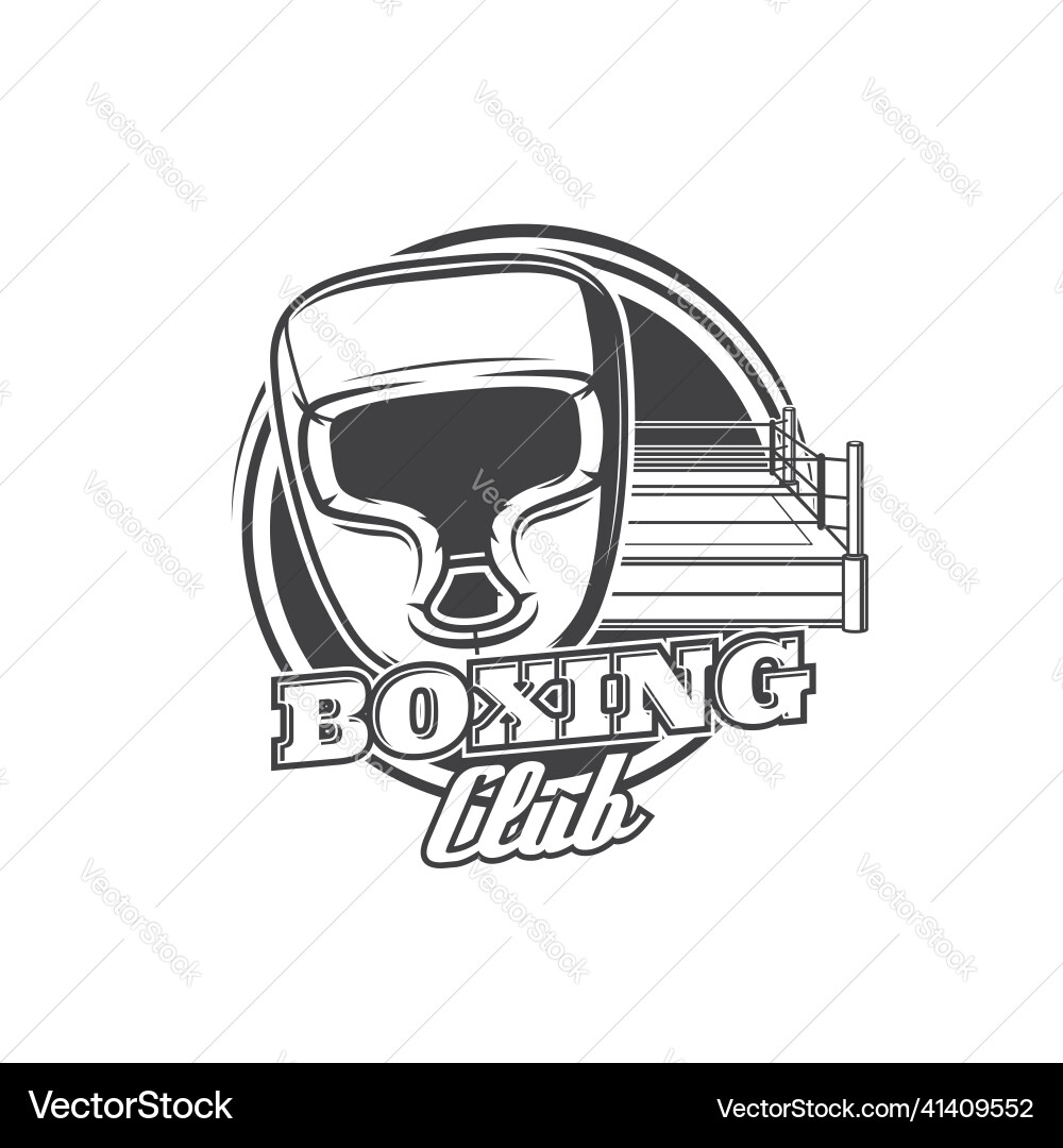Boxing club icon with boxer helmet and ring Vector Image