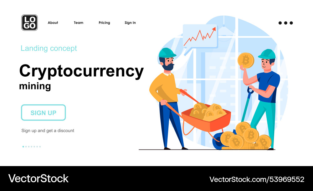Cryptocurrency mining web concept miners increase Cryptocurrency mining web concept miners increase Vector Image