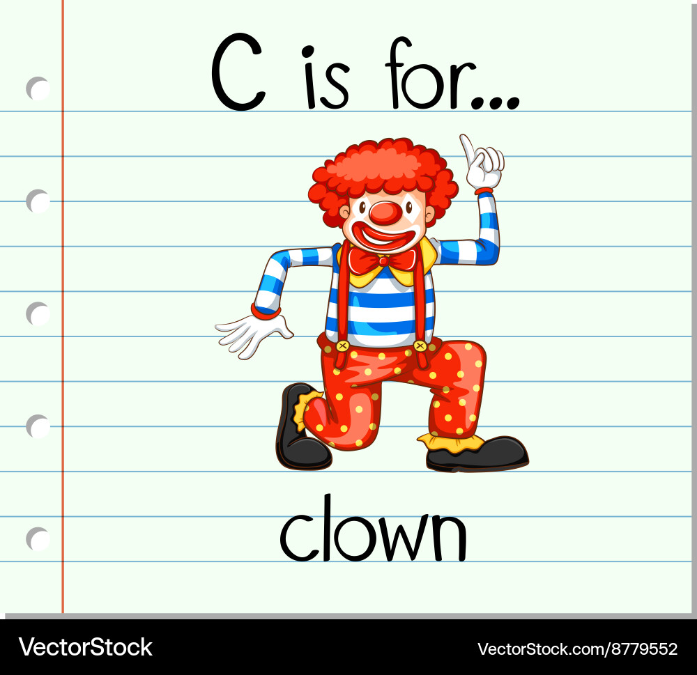 Flashcard alphabet c is for clown vector image