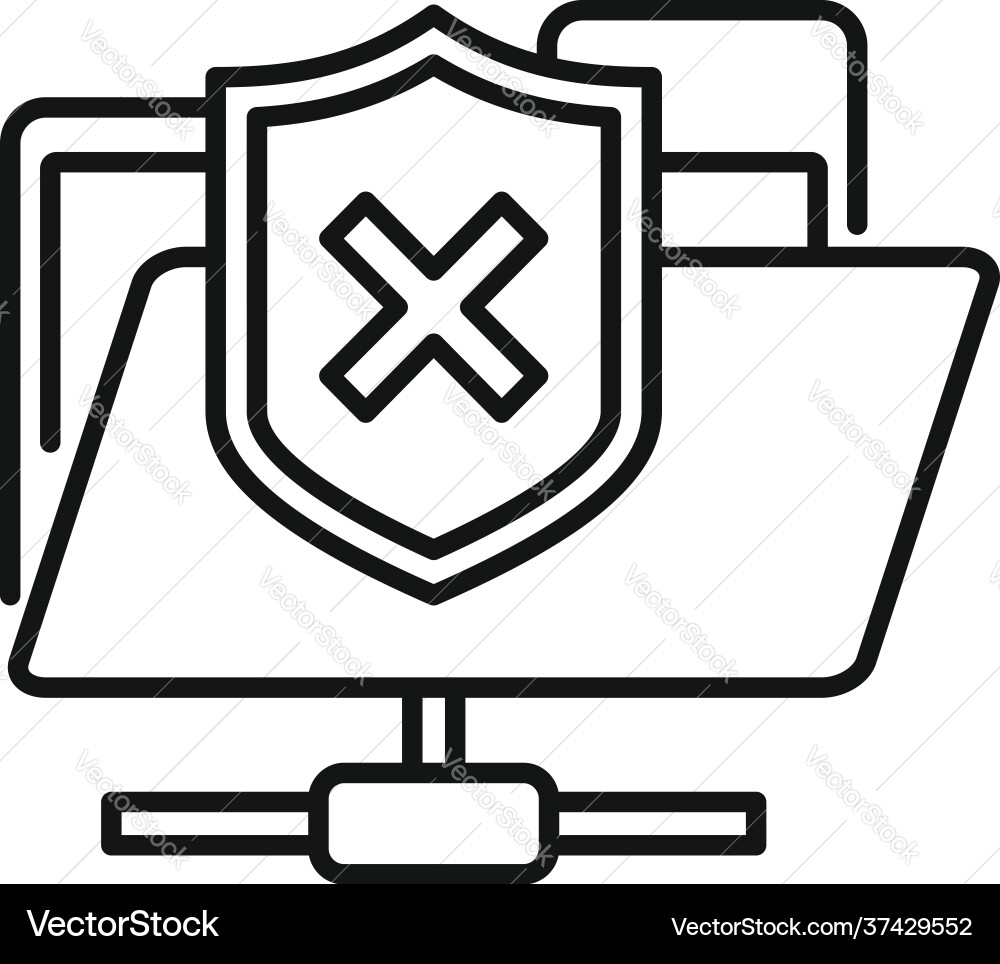 Folder access authentication icon outline style vector image