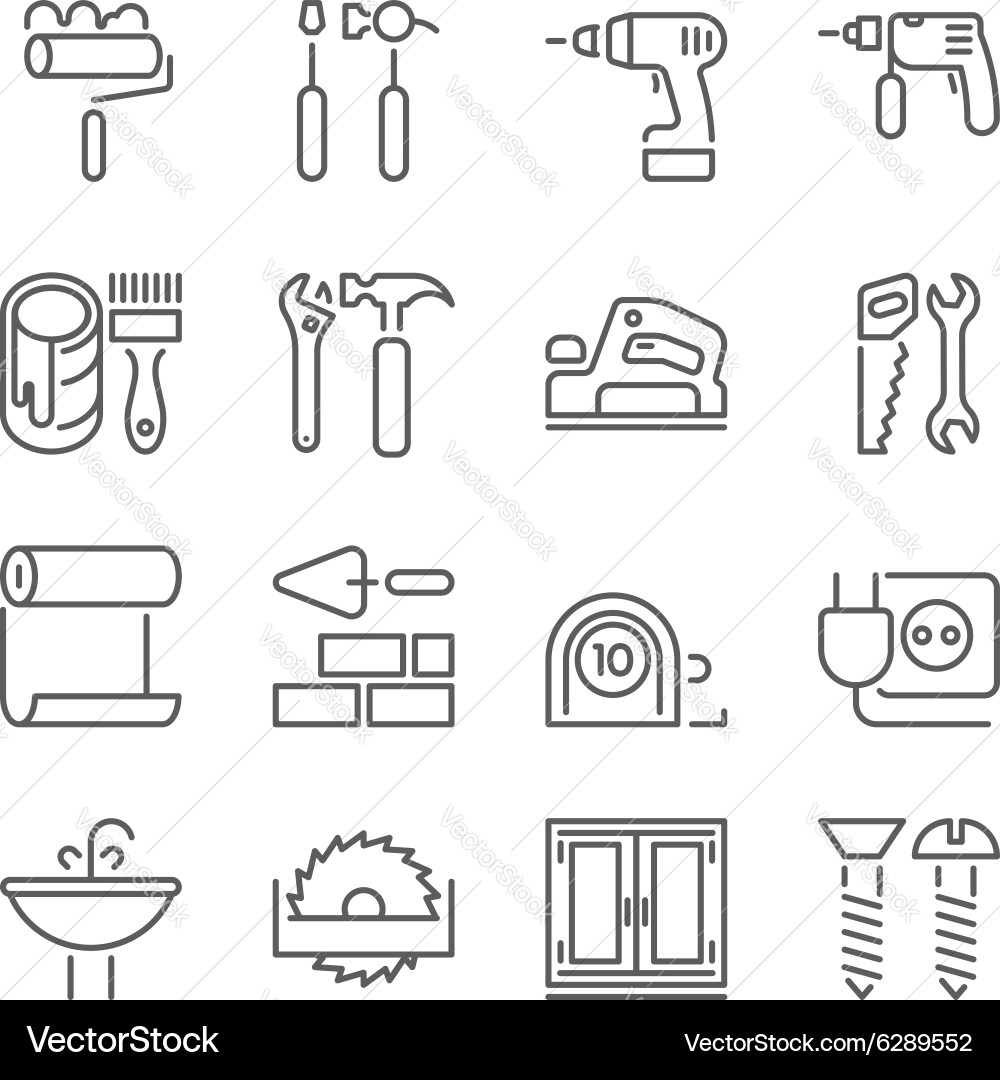 Home Repair & Construction Icons Vector Image