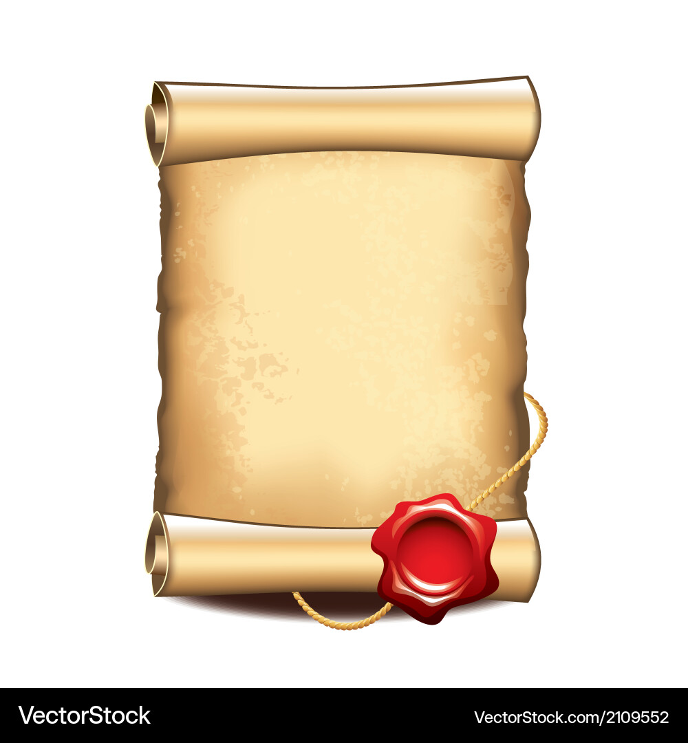 Old Scroll with Wax Seal vector image