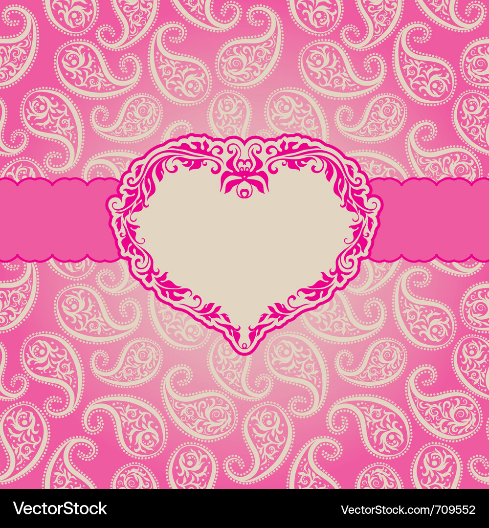 Paisley Heart Scroll Pattern Vector Image