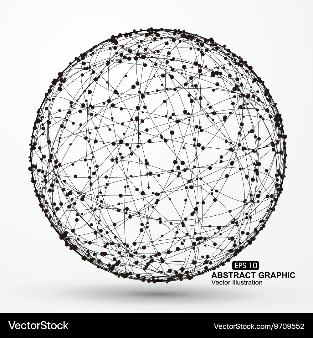 Point and curve constructed the sphere wireframe Vector Image