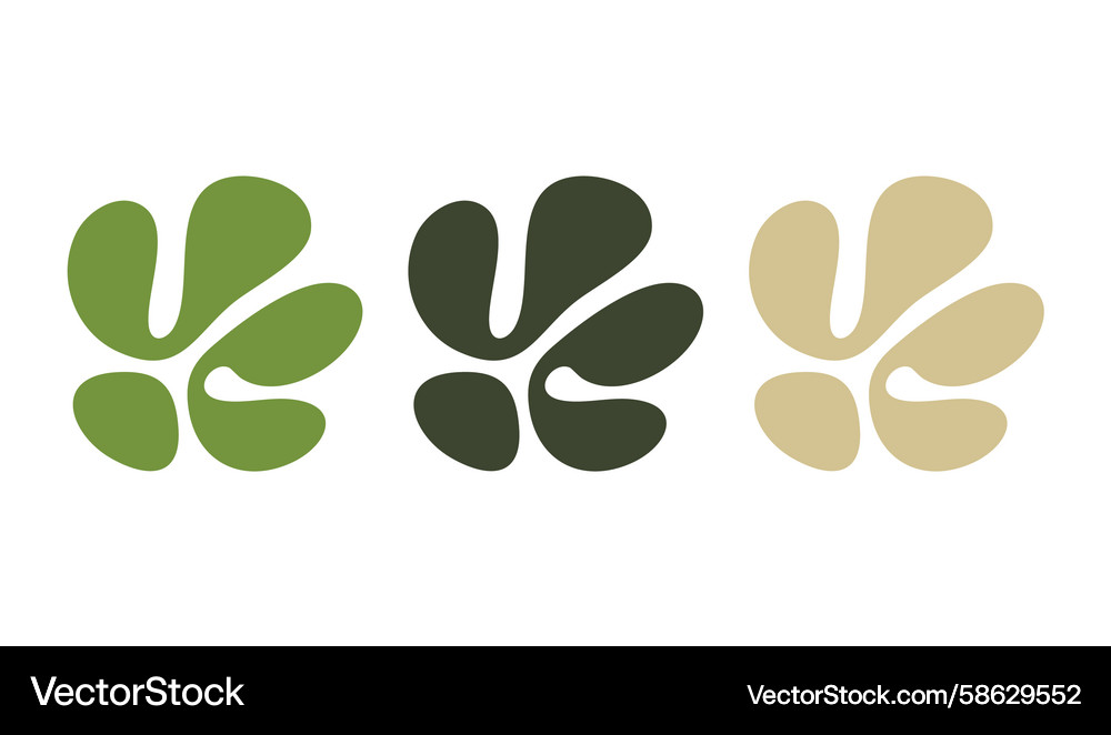 Three distinct abstract shapes set Vector Image