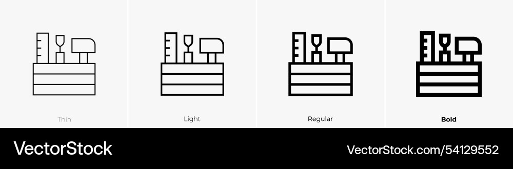 Toolkit icon thin light regular and bold style Toolkit icon thin light regular and bold style Vector Image