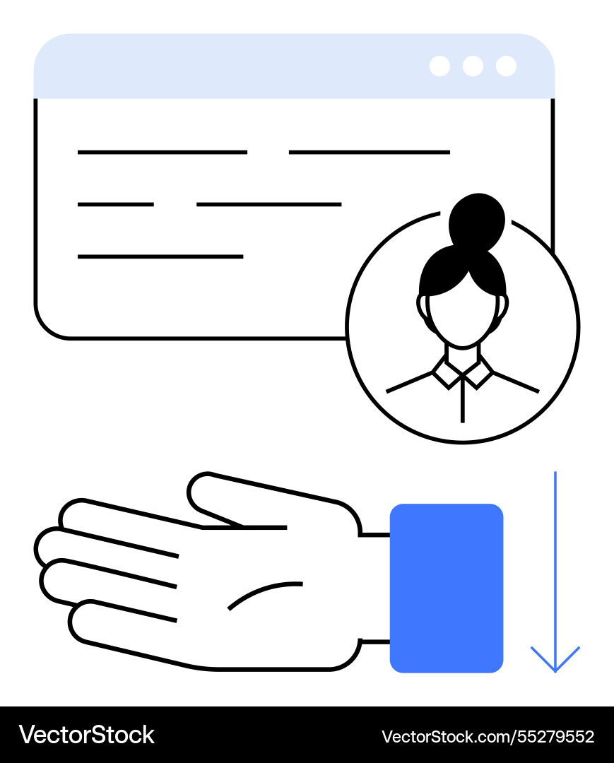 User interface with profile and hand gesture User interface with profile and hand gesture vector image