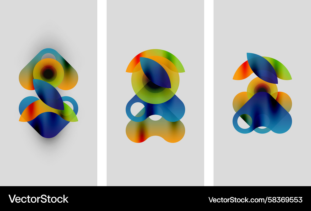 Colorful Overlapping Shapes - Dynamic Composition Vector Image