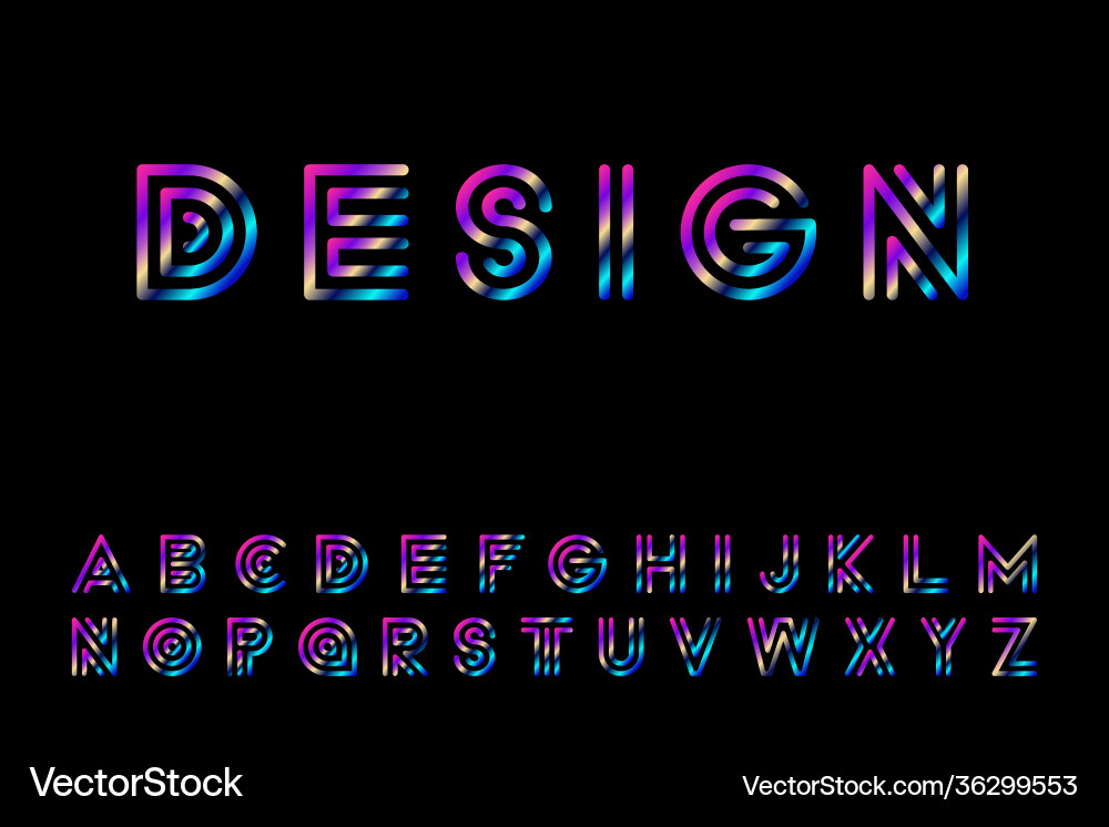 Gradient striped font - retro fashion style 80 Vector Image