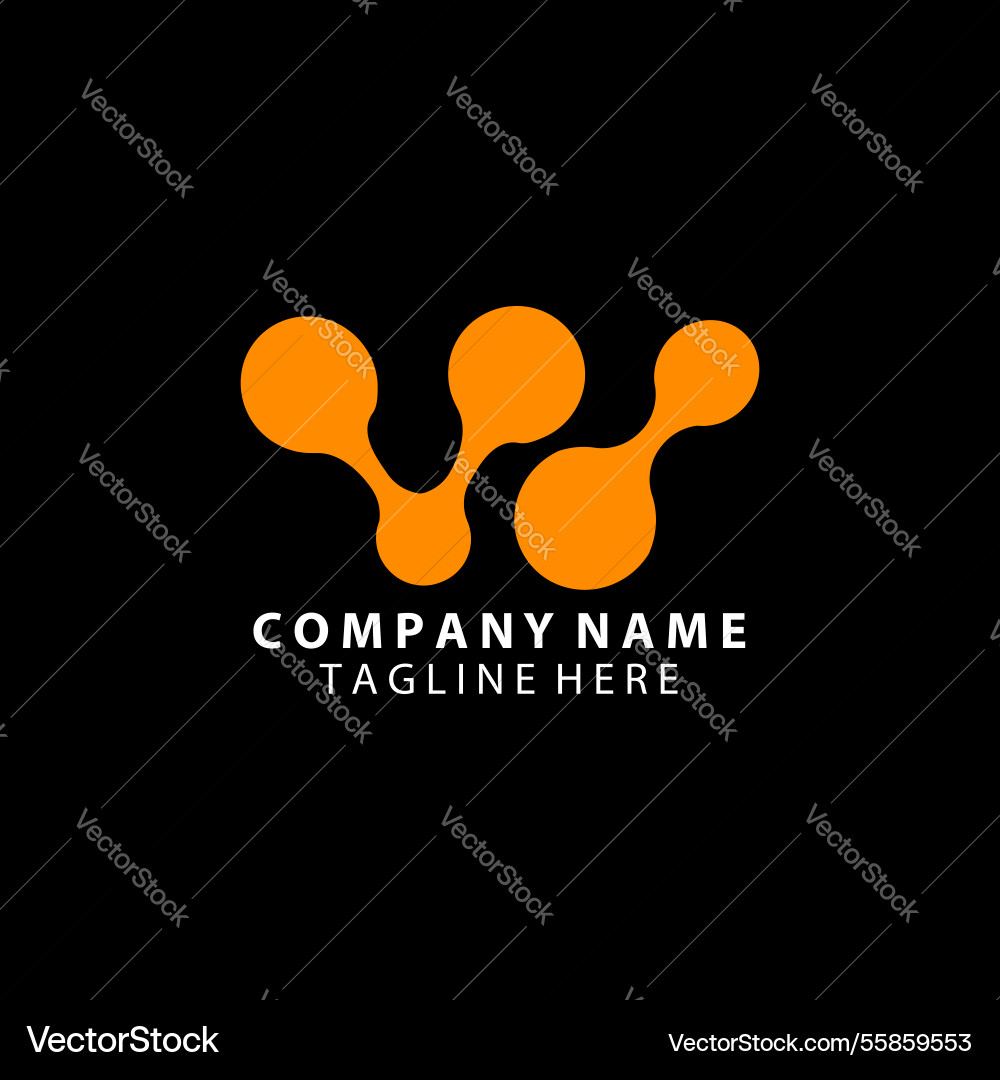 Letter w molecule logo design Royalty Free Vector Image