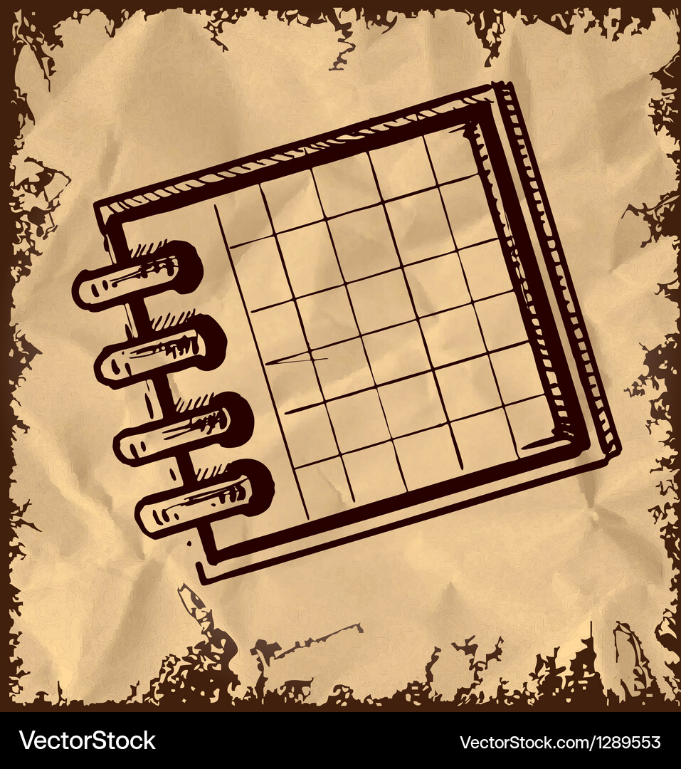 Notebook with cells isolated on vintage background Vector Image