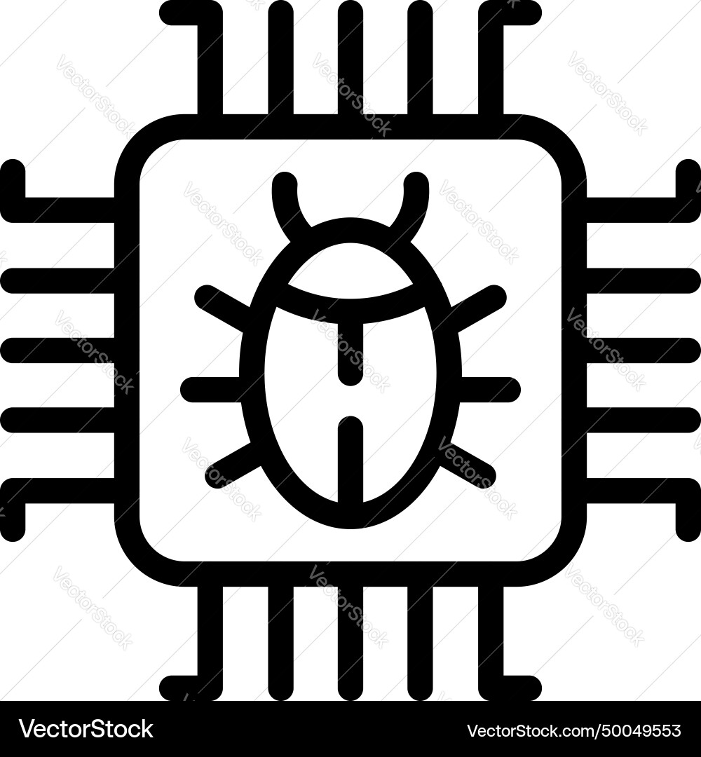 Processor bug icon outline data network Processor bug icon outline data network vector image