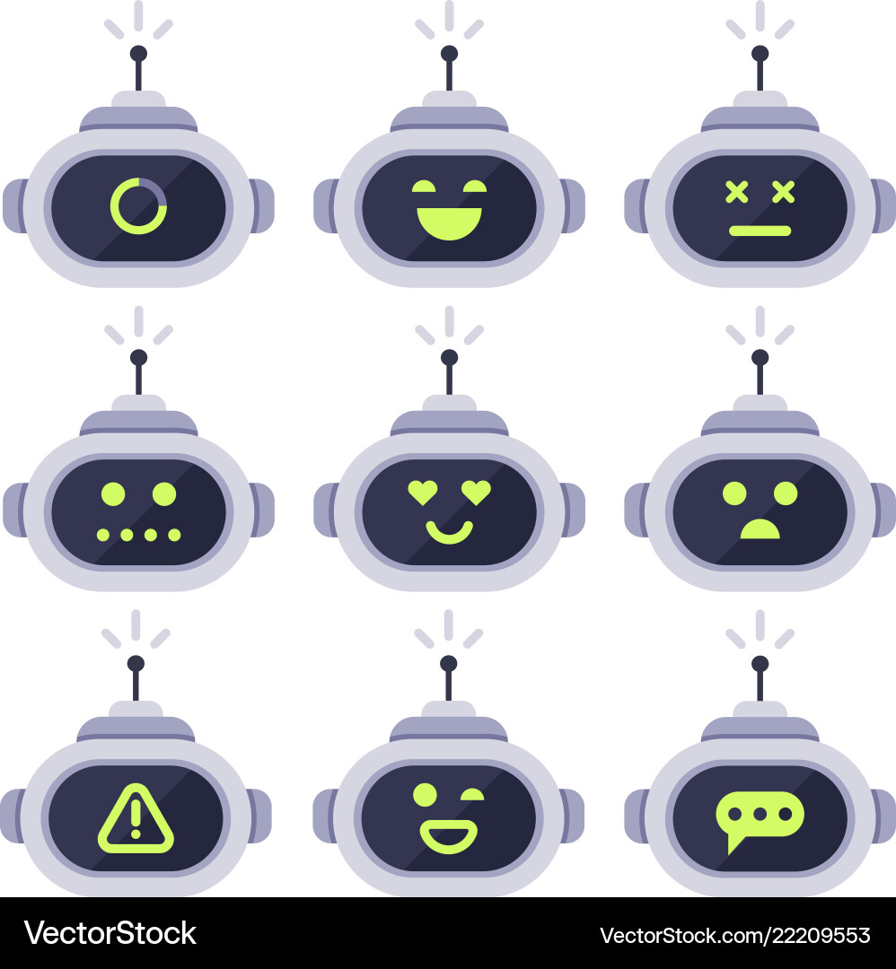 Robot Face Chatbot Icon Set vector image