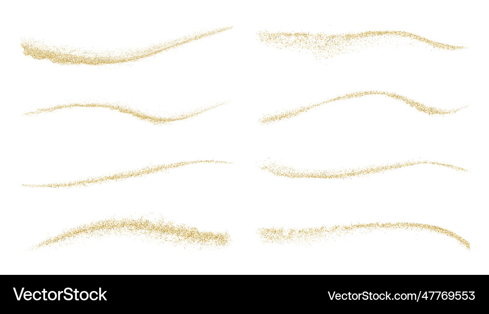 Set of gold glitter texture isolated on white Set of gold glitter texture isolated on white vector image