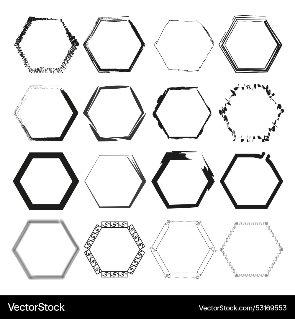 Set of hexagon frames various decorative Set of hexagon frames various decorative vector image