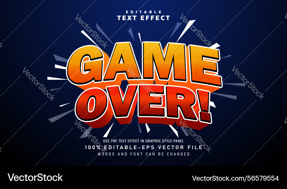 3d game over text effect - editable Vector Image