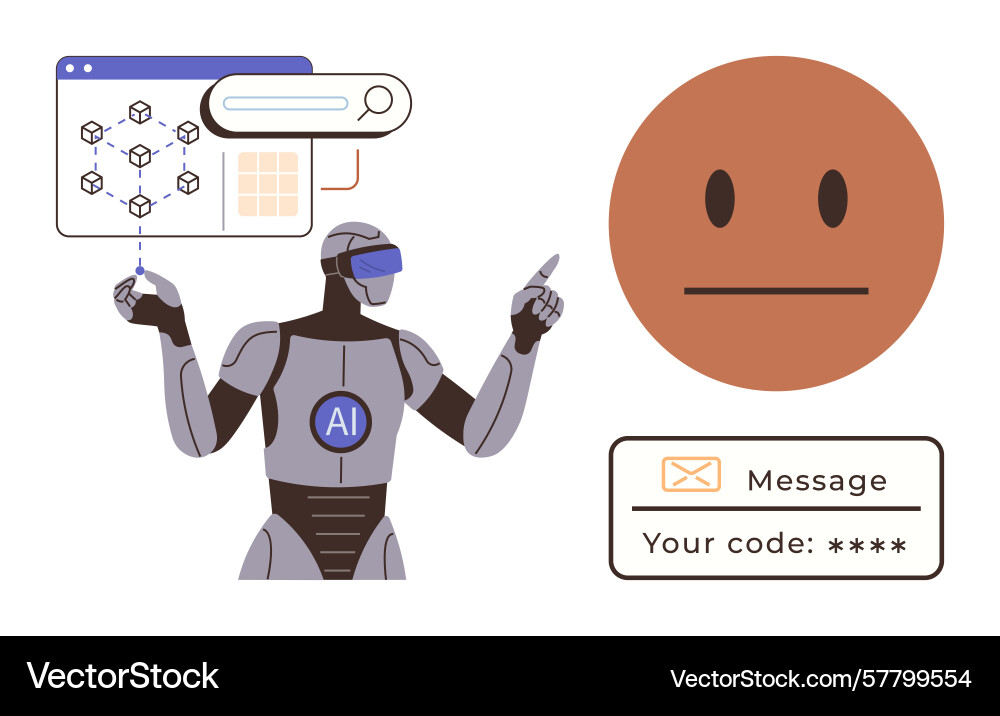 Ai robot exploring data analytics and automated vector image