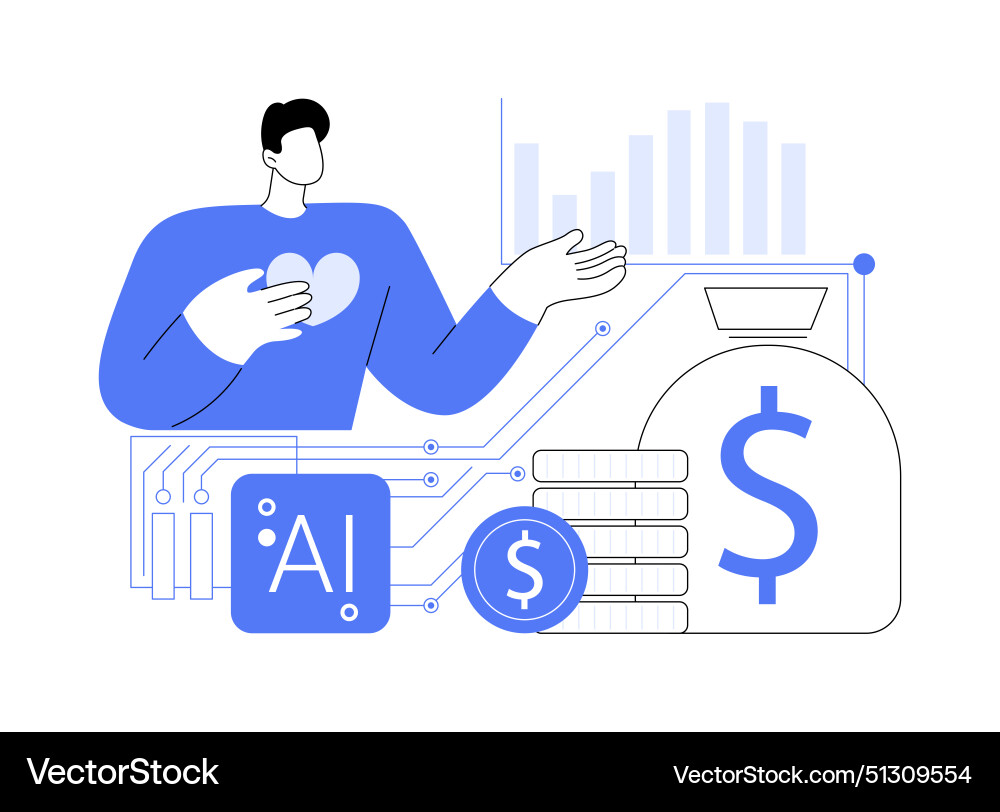 Ai-supported fundraising forecasting abstract Ai-supported fundraising forecasting abstract vector image