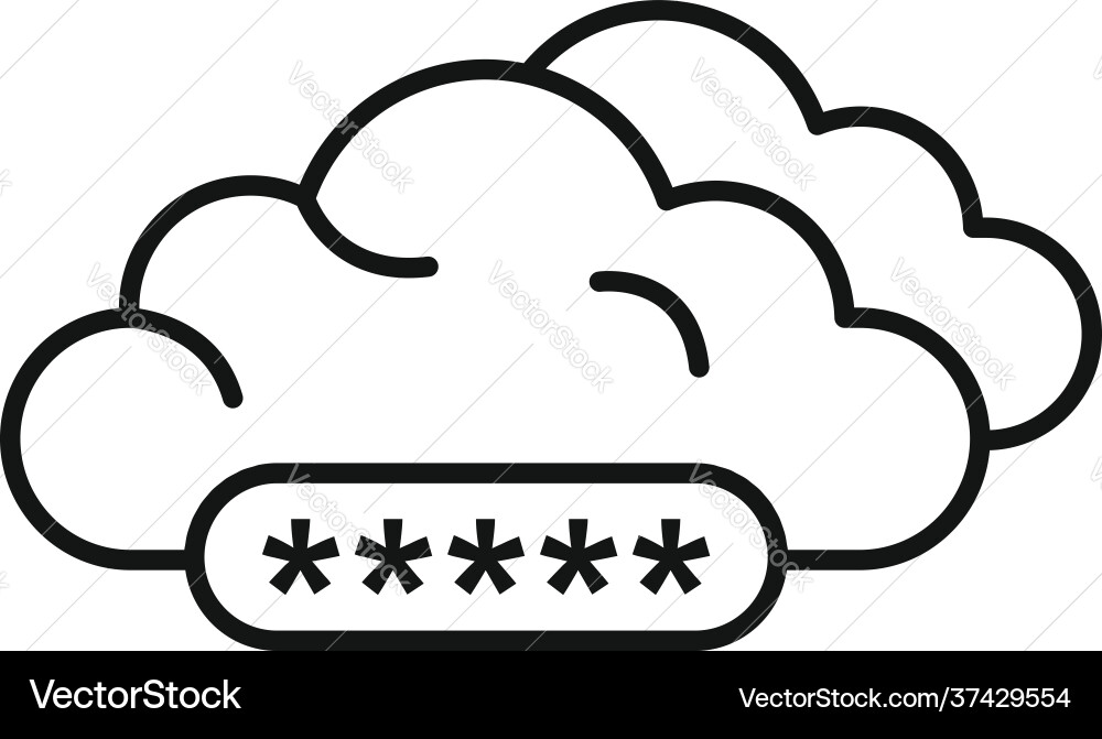 Cloud authentication icon outline style Cloud authentication icon outline style vector image