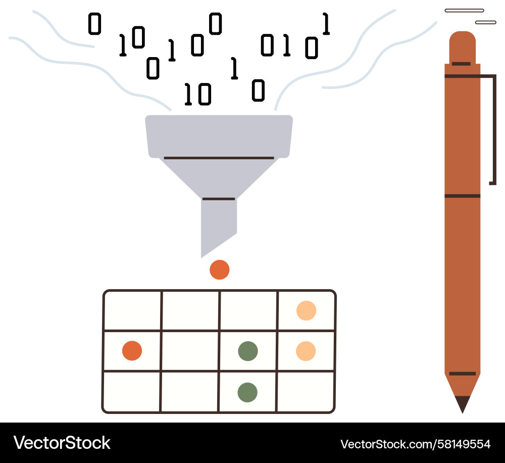 Data Funnel & Matrix Analysis Vector Image
