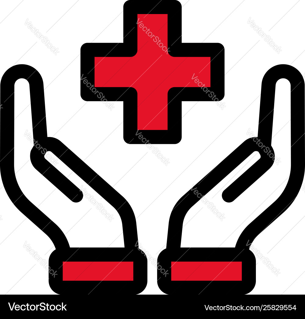 Hands keeps red cross icon outline style Hands keeps red cross icon outline style Vector Image