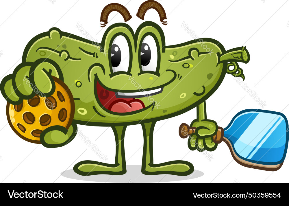 Kurze niedliche Retro Pickleball Cartoon lächelnd groß Kurze niedliche Retro Pickleball Cartoon lächelnd groß vektorbild