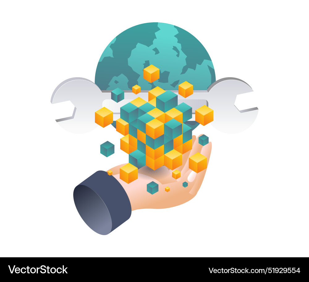 Managing global business with blockchain Managing global business with blockchain vector image